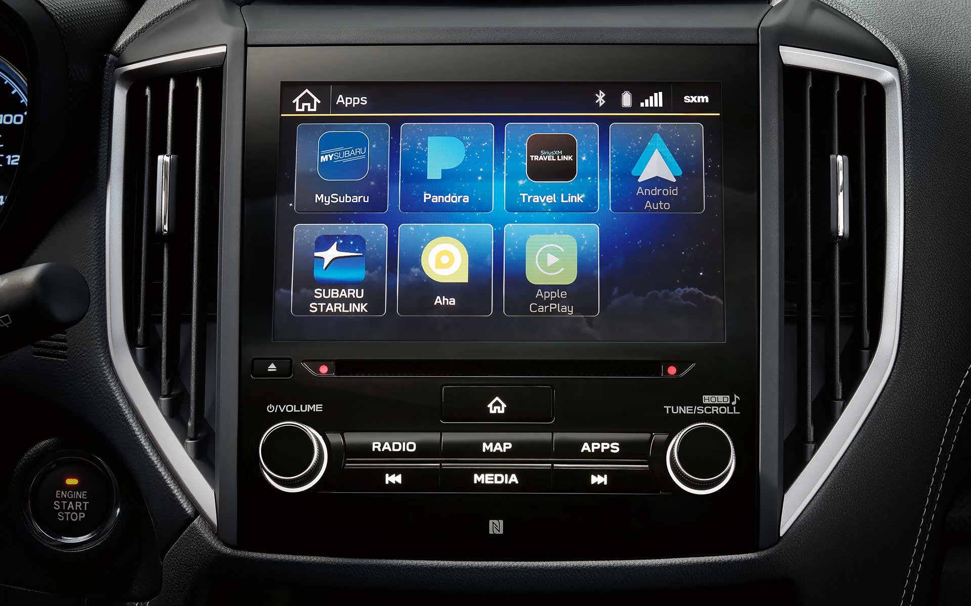 A close-up of the SUBARU STARLINK Multimedia touchscreen on the 2022 Forester. | Briggs Subaru of Topeka in Topeka KS