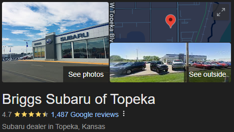 Briggs Subaru of Topeka - Google Review 1