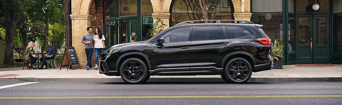 Black 2026 Subaru Ascent parked on a city street