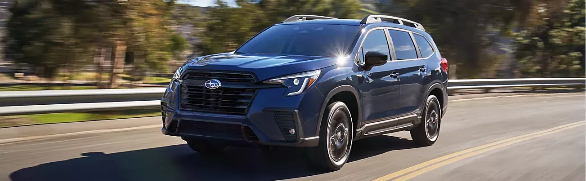Blue 2026 Subaru Ascent on an open highway