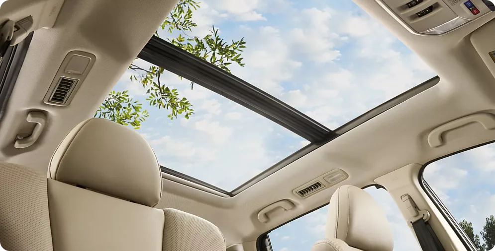Panoramic moonroof above the 2026 Subaru Ascent cabin
