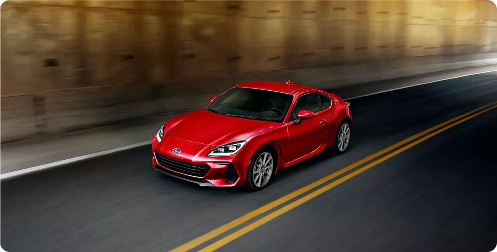 2026 Subaru BRZ powering through a corner on a mountain road