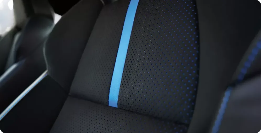 Blue interior accents and contrast stitching inside the 2026 Subaru BRZ tS