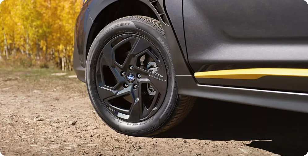 Dark gray-finish 18-inch alloy wheel on the 2026 Subaru Crosstrek Sport