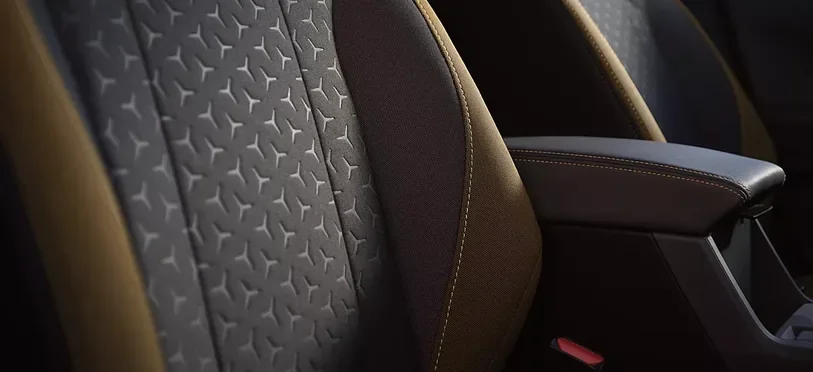 Sport Cloth upholstery and armrest detail in the 2026 Subaru Crosstrek