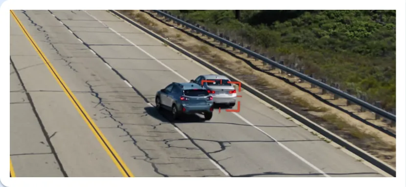 Automatic Emergency Steering manoeuvring a Subaru around a stopped vehicle