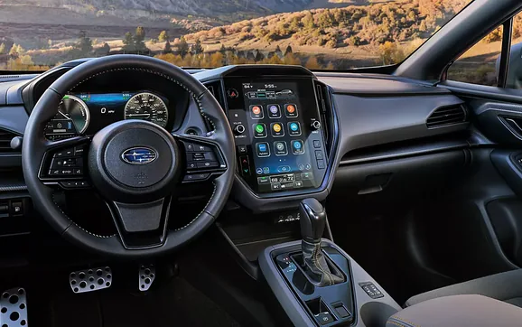 Steering wheel and touchscreen of the 2026 Subaru Crosstrek Hybrid