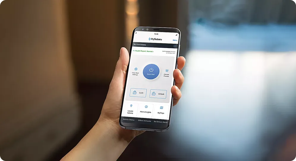 MySubaru Connected Services app open on a smartphone