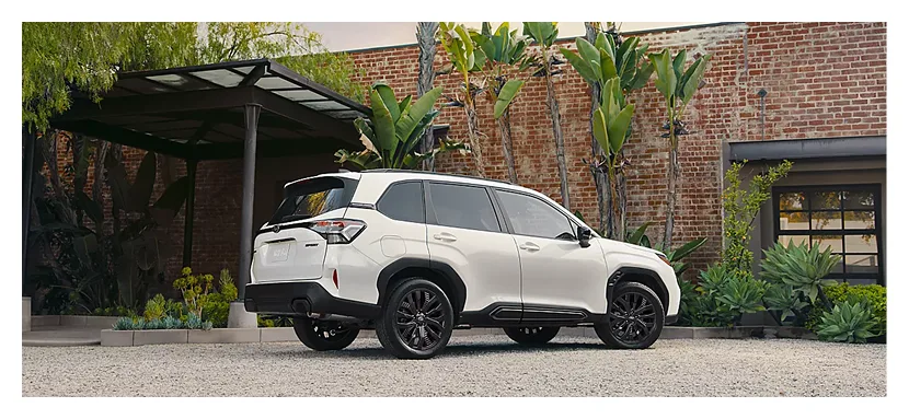 2026 Subaru Forester Sport with the Onyx Edition Package parked outside a brick building