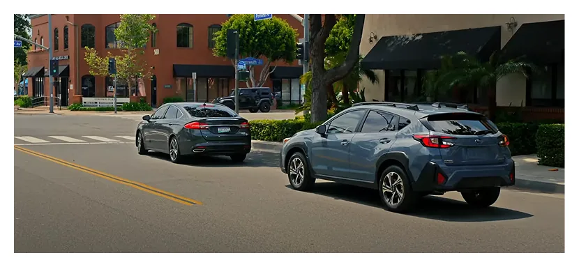 Pre-Collision Throttle Management engaging as a Subaru pulls out at low speed