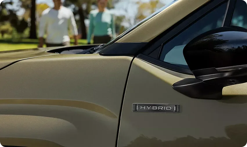 HYBRID badge on the front fender of a 2026 Subaru Forester Hybrid