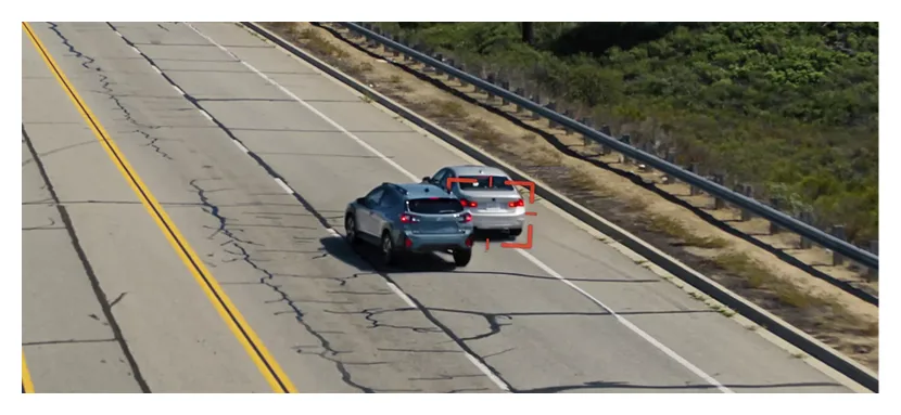 Automatic Emergency Steering guiding a Subaru around an obstruction in the road