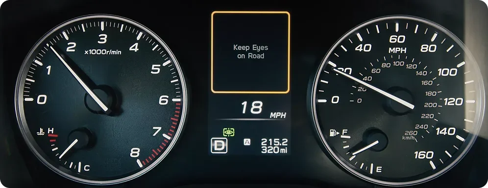 DriverFocus alert reading Keep Eyes on Road in the instrument cluster