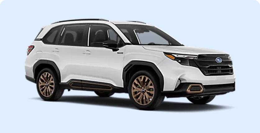 2026 Subaru Forester Sport Hybrid in white with bronze accents