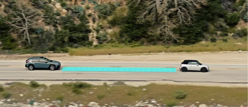 Advanced Adaptive Cruise Control with Lane Centering in use