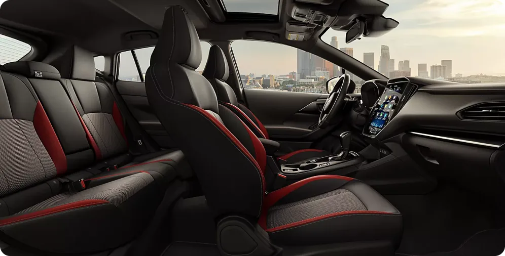 RS Cloth upholstery with red accents inside the 2026 Subaru Impreza RS