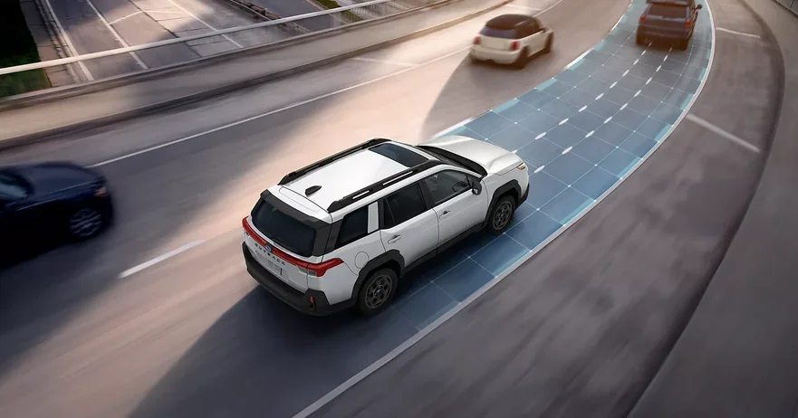 Adaptive Cruise Control lane centering visualised on a highway