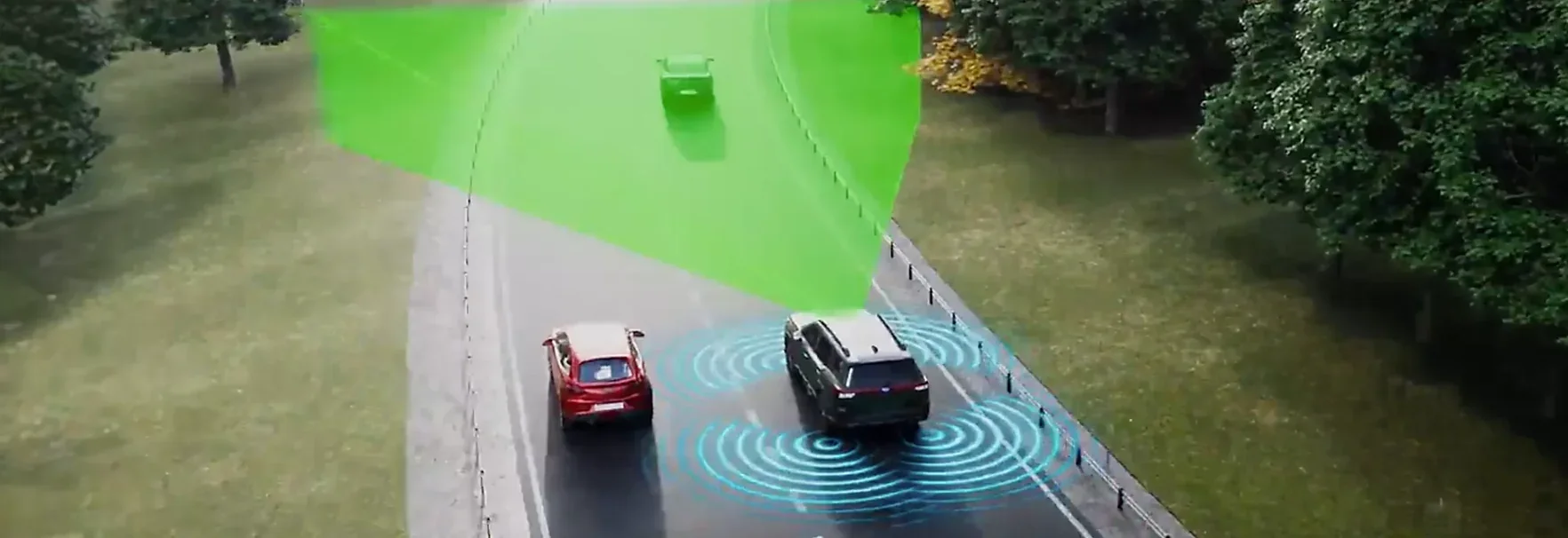 Hands-Free Assist highway detection visualised from above