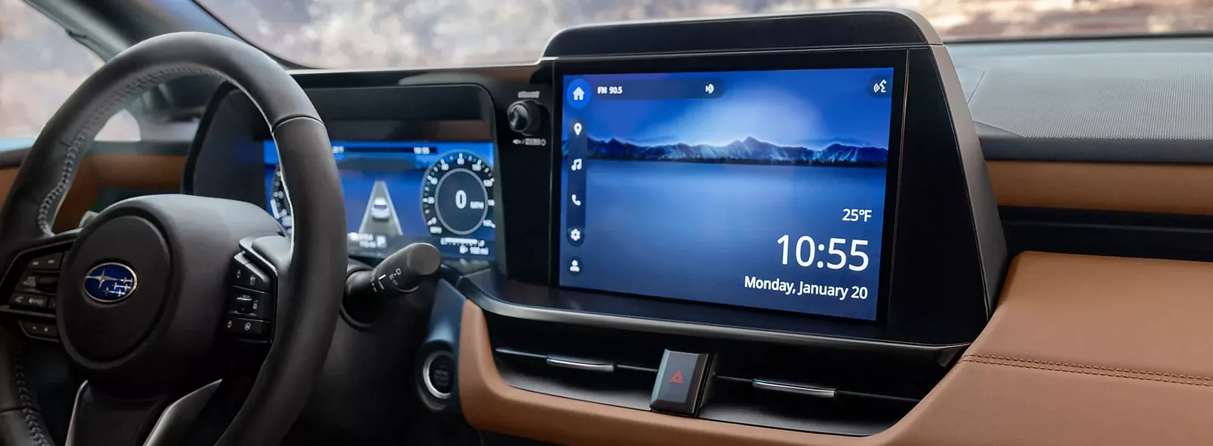 2026 Subaru Outback interior with the 12.1-inch touchscreen and digital instrument cluster