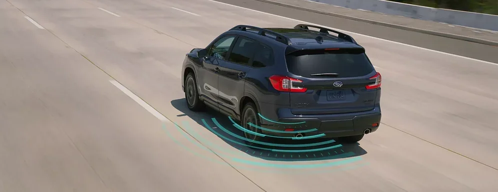 Blind-Spot Detection zones visualised beside a Subaru