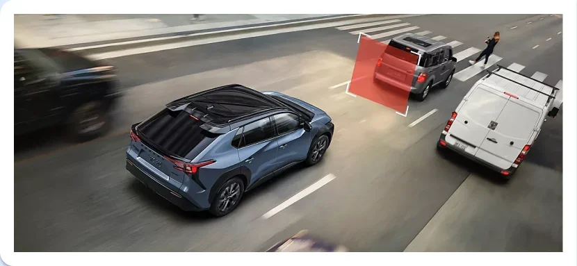 Pre-Collision System braking zone highlighted ahead of a 2026 Subaru Solterra