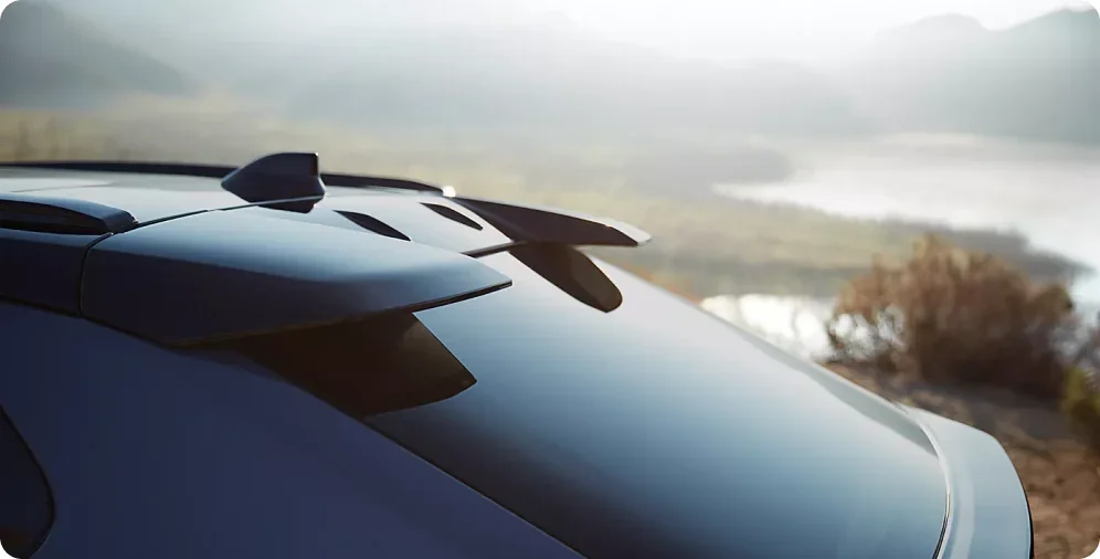 Extended rear ducktail spoiler on the 2026 Subaru Solterra