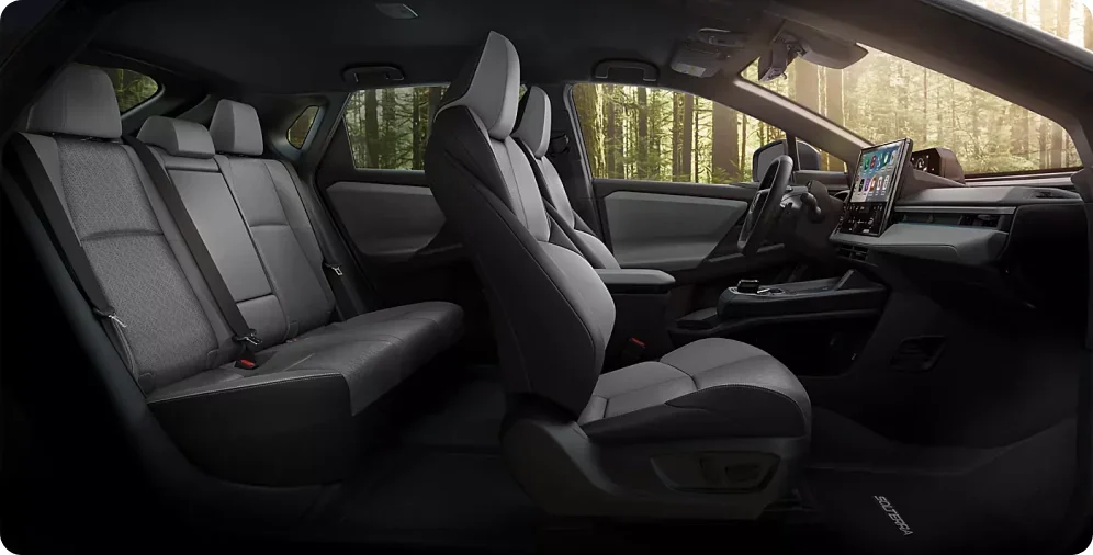 Front and rear seating inside the 2026 Subaru Solterra
