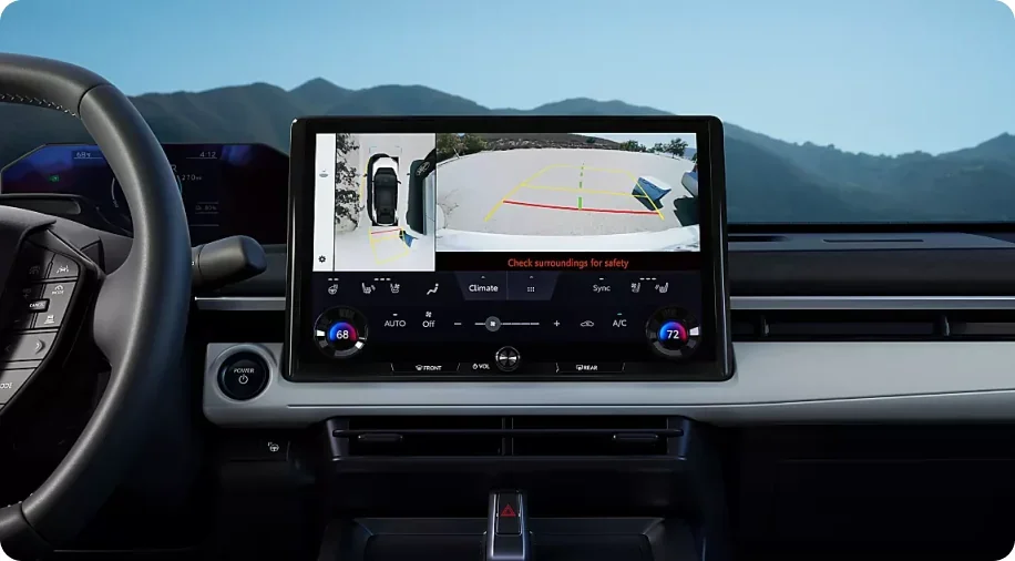 360-degree Panoramic View Monitor shown on the 2026 Subaru Solterra touchscreen
