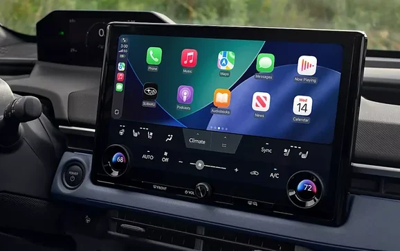 14-inch touchscreen and climate controls in the 2026 Subaru Trailseeker