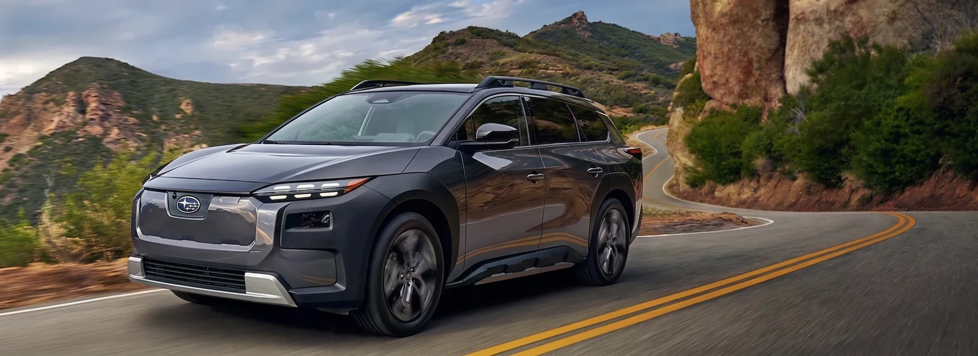 2026 Subaru Trailseeker electric SUV on a mountain highway