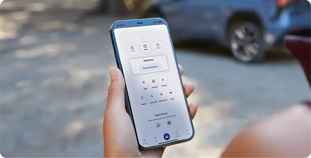 Driver unlocking the 2026 Subaru Trailseeker with a smartphone Digital Key