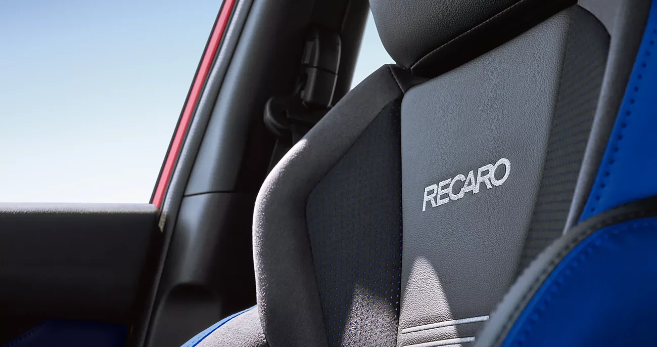 Recaro performance-design seatback detail in the 2026 Subaru WRX