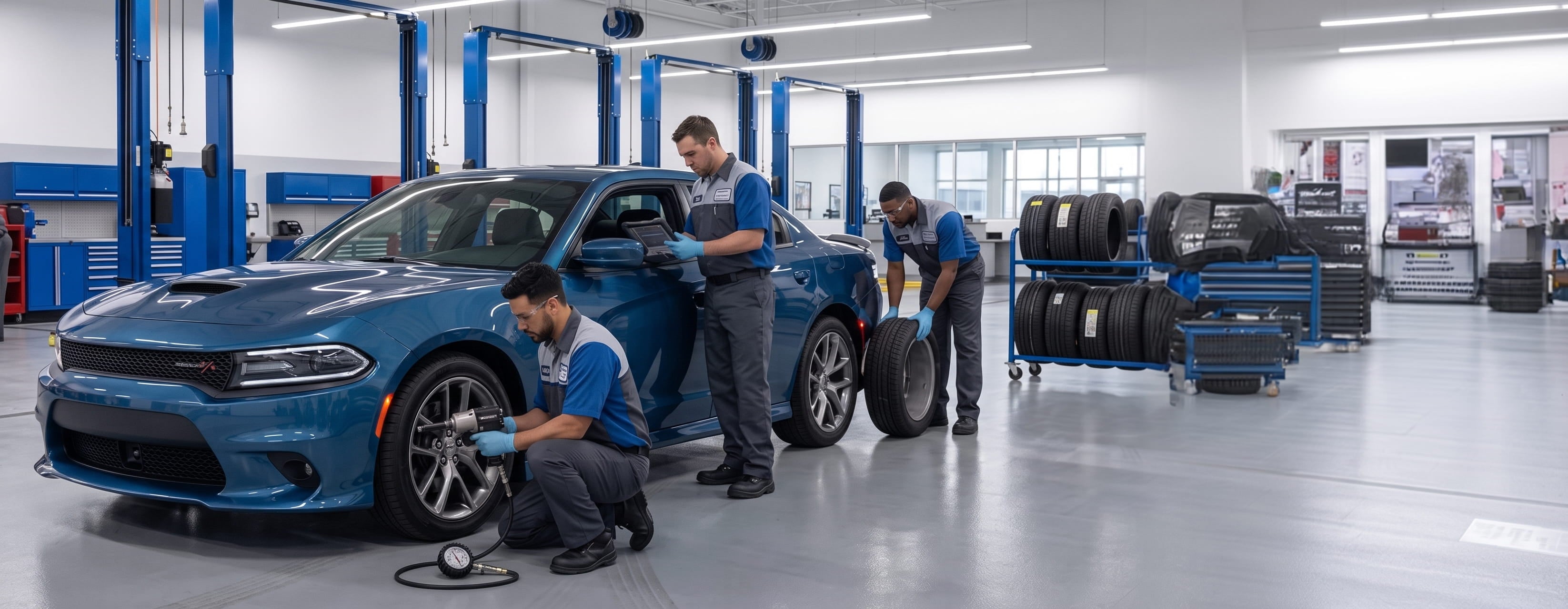 Briggs Subaru of Topeka technicians performing 30,000-mile scheduled maintenance service in the Topeka, KS service center