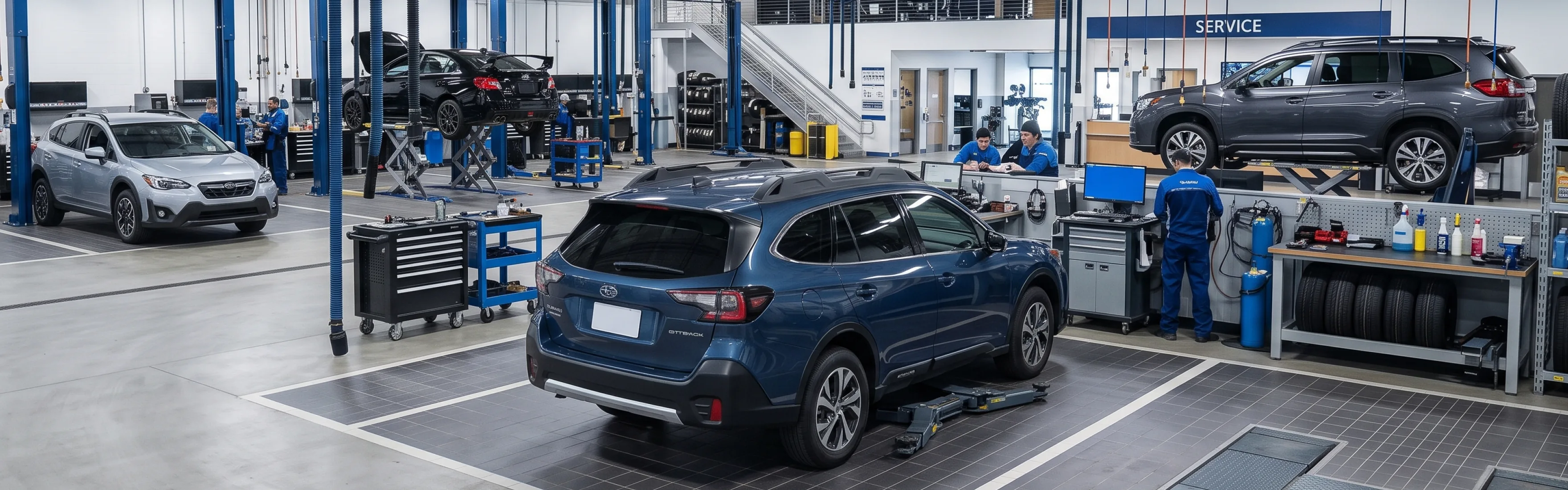 Briggs Subaru of Topeka service advisor reviewing a maintenance plan with a Subaru owner